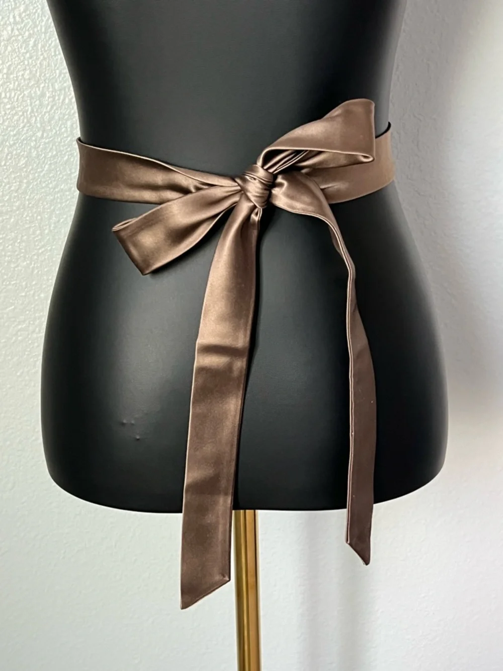 J. Crew Brown Satin Belt with Blue & Black Feather Accent - Picture 3 of 3